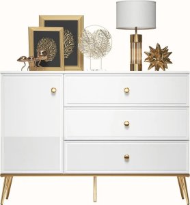 ML Meble Komoda GALENA 1D3S biały połysk ML MEBLE 3