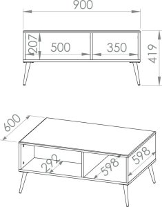 ML Meble Ława GALENA 90x60 biały połysk ML MEBLE 9