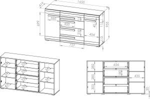 ML Meble Komoda BIANKA 2D4S 165 sosna śnieżna/szara ML MEBLE 14