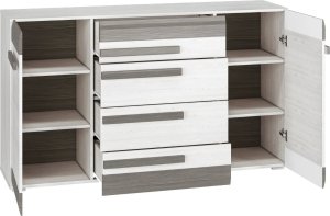 ML Meble Komoda BIANKA 2D4S 165 sosna śnieżna/szara ML MEBLE 2