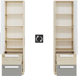 ML Meble Szafa DOT 1D buk/biała/szara bieliźniarka ML MEBLE 8