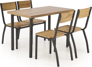Halmar Zestaw MILTON stół + 4 krzesła dąb naturalny/czarny HALMAR 2