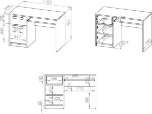 Biurko ML Meble Dot Dąb Sonoma 118.5 cm x 54 cm 12