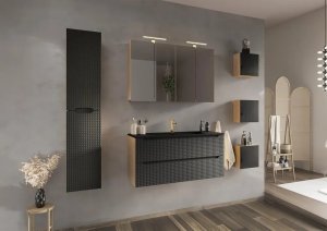 Comad Szafka pod umywalkę LUXOR BLACK 82-90-2S 90cm dąb olejowany/czarna COMAD 5