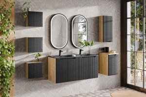 Comad Szafka łazienkowa LUXOR BLACK 81-30-1D 30cm dąb olejowany/czarna COMAD 4