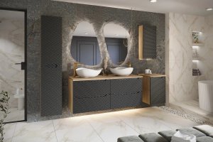 Comad Szafka pod umywalkę OCEAN BLACK 82-90-2S 90cm dąb olejowany/czarna COMAD 6