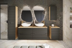 Comad Szafka pod umywalkę OCEAN BLACK 82-70-2S 70cm dąb olejowany/czarna COMAD 6