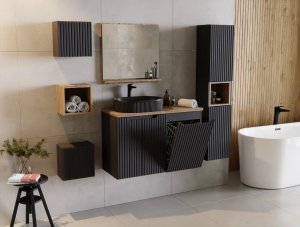 Comad Szafka łazienkowa NOVA BLACK D2 81-40-1D 40cm czarna z koszem COMAD 5