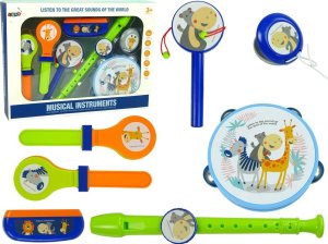 LeanToys Instrumenty Muzyczne Tamburyn Flet Kołatka Harmonijka Zwierzęta LEAN Toys 1