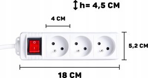 KELTIN Przedłużacz elektryczny – listwa zasilająca biała 3 gniazda 3m (40) 2