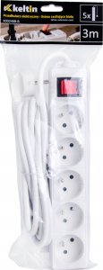 KELTIN Przedłużacz elektryczny – listwa zasilająca biała 5 gniazd 3m (40) 9