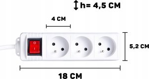 KELTIN Przedłużacz elektryczny – listwa zasilająca biała 3 gniazda 5m (40) 2