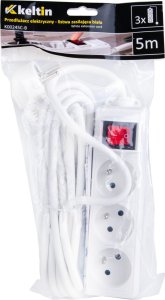 KELTIN Przedłużacz elektryczny – listwa zasilająca biała 3 gniazda 5m (40) 9