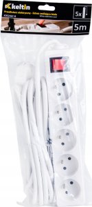 KELTIN Przedłużacz elektryczny – listwa zasilająca biała 5 gniazd 5m (40) 9