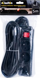 KELTIN Przedłużacz elektryczny – listwa zasilająca czarna 3 gniazda 5m (40) 9