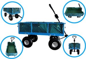 Bituxx Ogrodowy wózek transportowy koszyk z metalową siatką Bituxx składany udźwig 300kg 1