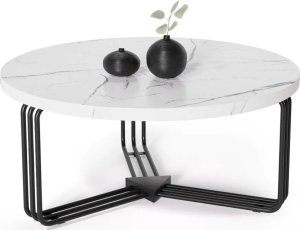 Halmar Stolik kawowy ANTICA 80x80 biały marmur/czarny HALMAR 1