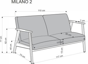 Halmar Sofa MILANO 2S beżowa/orzech HALMAR 12
