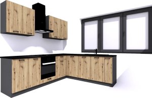 Stolkar Zestaw mebli kuchennych ANIKA 2,0x2,6 grafitowy/dąb artisan STOLKAR 2