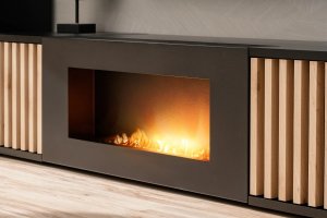 ASM Meble Szafka RTV CAMERON 160 hickory jackson/czarna z biokominkiem 4