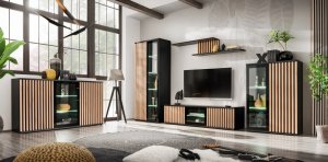 ASM Meble Szafka RTV CAMERON LED 160 hickory jackson/czarna 3