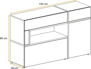 ASM Meble Komoda CROSS LED hickory jackson/czarna 9
