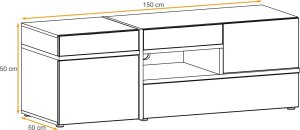ASM Meble Szafka RTV CROSS LED 150 hickory jackson/czarna 6