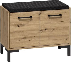 ML Meble Szafka na buty z siedziskiem NIKOLA 70 dąb artisan/czarna ML MEBLE 1
