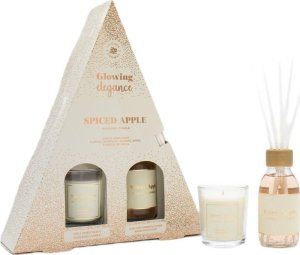 Dyfuzor zapachowy HiSkin Glowing Elegance zestaw patyczki zapachowe Jabłko i Cynamon 95ml + świeca zapachowa Jabłko i Cynamon 120g 1