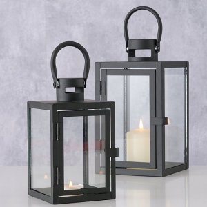 Boltze Metalowy lampion ze szklaną szybą, dwa rozmiary, ARANA 2