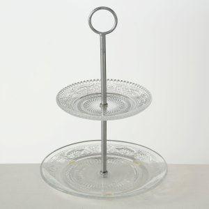 Boltze Szklana patera z dwoma poziomami, RELIEF, 28 cm 6