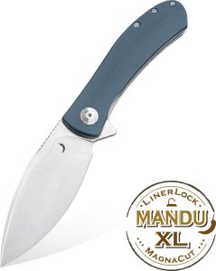 Trollsky Knives Nóż Składany Trollsky Knives Mandu XL Liner Lock Satin MagnaCut Grey G10 1