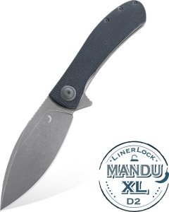 Trollsky Knives Nóż Składany Trollsky Knives Mandu XL Liner Lock Dark Bead Blast D2 Black Micarta 1