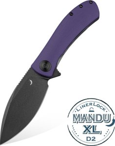 Trollsky Knives Nóż Składany Trollsky Knives Mandu XL Liner Lock Black Stonewashed D2 Purple G10 1