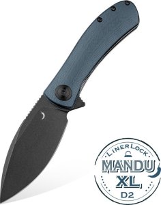 Trollsky Knives Nóż Składany Trollsky Knives Mandu XL Liner Lock Black Stonewashed D2 Grey G10 1