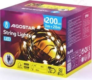 Lampki choinkowe Aigostar  Niskonapięciowe lampki choinkowe 200 led taśmowe Ciepła biel, 20 m Niskonapięciowa taśma świetlna PVC i miedź, Ciepła biel, 20 m 1