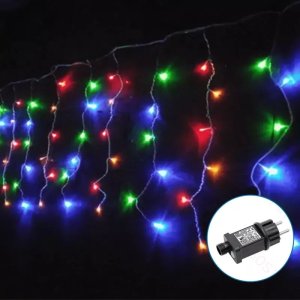 Lampki choinkowe Aigostar  Niskonapięciowe lampki choinkowe sople 100led pływające multikolor 5m Niskonapięciowe lampki choinkowe sople 100led pływające multikolor 5m 1
