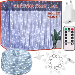 Dekoracja świąteczna xxxxxxxxxxxxxxxx Verk Group (Verk) Kurtyna świetlna 300 led na okno wewnętrzna girlanda barwa zimna pilot 3m Kurtyna świetlna 300 led na okno wewnętrzna girlanda barwa zimna pilot 3m 1