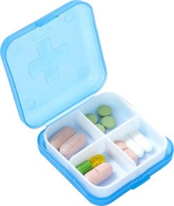 Verk Pojemnik pudełko kasetka na leki suplementy tabletki podróżny 4 przegródki Pojemnik pudełko kasetka na leki suplementy tabletki podróżny 4 przegródki 2