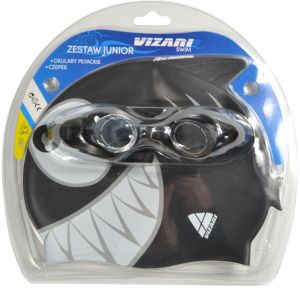 Victoria Sport Zestaw junior shark okularki + czepek czarny 1