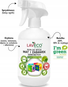 LAVECO Płyn do czyszczenia mat i zabawek dziecięcych - 0,5 l - zielona cytryna i mięta 3