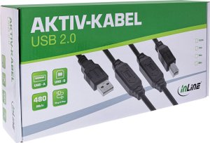 Kabel USB Vision USB-A - USB-B 20 m Czarny (34513A) 3