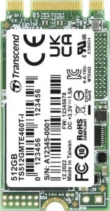 Dysk SSD Transcend TRANSCEND 512GB M.2 2242 PCIe Gen3x2 NVMe 3D TLC BiCS5 DRAM-less PE 3K wide temp 1