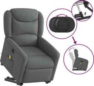 vidaXL vidaXL Podnoszony fotel masujący, elektryczny, rozkładany, ciemnoszary 8