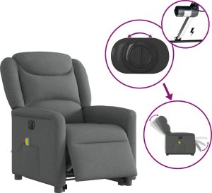 vidaXL vidaXL Podnoszony fotel masujący, elektryczny, rozkładany, ciemnoszary 9