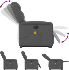 vidaXL vidaXL Podnoszony fotel masujący, elektryczny, rozkładany, ciemnoszary 10