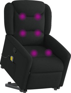 vidaXL vidaXL Podnoszony fotel masujący, rozkładany, czarny, obity tkaniną 3