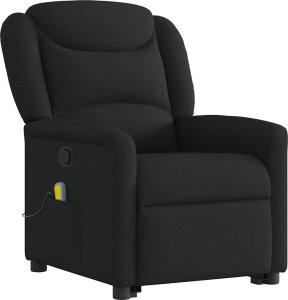 vidaXL vidaXL Podnoszony fotel masujący, rozkładany, czarny, obity tkaniną 4