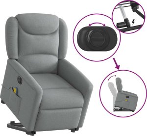 vidaXL vidaXL Podnoszony fotel masujący, elektryczny, rozkładany, jasnoszary 8