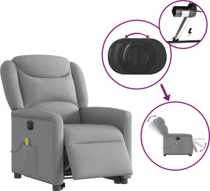 vidaXL vidaXL Podnoszony fotel masujący, elektryczny, rozkładany, jasnoszary 9